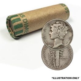 $5 Face - 90% 1916-1929 Mercury Dime Silver Coins