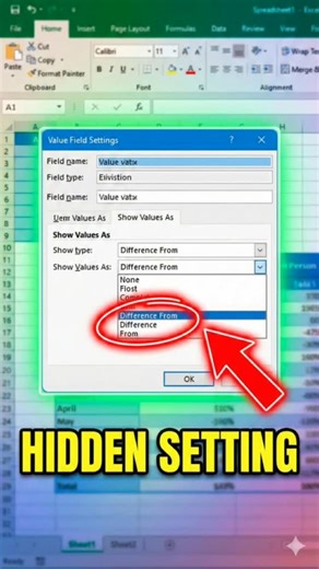 Abhishek Gupta | AI | Excel | Productivity on Instagram: "Show MoM Sales Difference in 30 Seconds #shorts #education Track sales trends instantly! 📈 Show Month-over-Month (MoM) difference in Excel Pivot Tables Learn how to calculate MoM sales changes using Excel's "Show Values As" feature. Perfect for sales dashboards and trend analysis! Quick Steps: Create Pivot Table with Month in Rows, Sales in Values Right-click Sales value → Show Values As Select "Difference From" → Base Field: Month → Bas