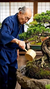 an old man taking care of precious Bonsai tree 😍 #shorts #foryou #bonsai