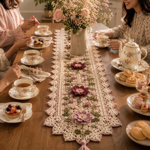 Crochet Floral Table Runner Pattern PDF | Flower Runner Crochet Pattern | Spring Lace Table Runner Decor - Etsy