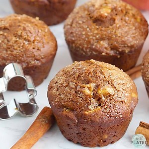 Healthy, moist Gingerbread Apple Muffins, packed with holiday spices! Easy, delicious, and you can bake them ahead for Thanksgiving and Christmas morning! RECIPE HERE: https://www.wellplated.com/gingerbread-apple-muffins/ | Well Plated