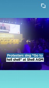 A group of protesters at the Shell AGM have stood up and begun singing a parody of Hit The Road Jack, with their lyrics: “Go to hell Shell and don’t you come back no more, no more, no more, no more”. Videos credit: @anthonyco11ins | London Live