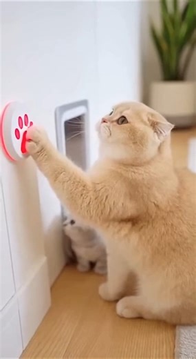 Genius Mom Cat Solves Smart Door Like a Pro! 🤯🐾 | #shorts
