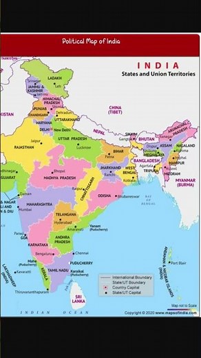 “Colorful Political Map of India Showing States and Borders”