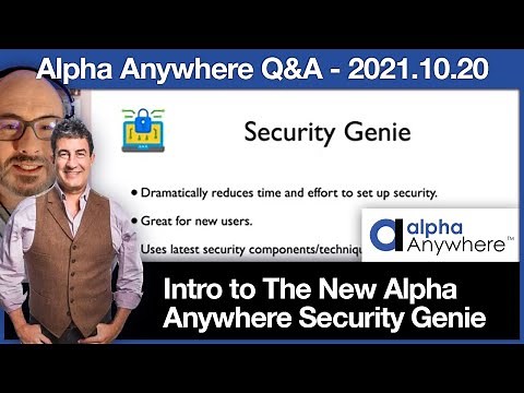 Intro to The New Alpha Anywhere Security Genie 2021 Oct 20