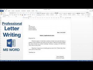 How to write a Letter in Microsoft Word | Application for Leave in MS Word