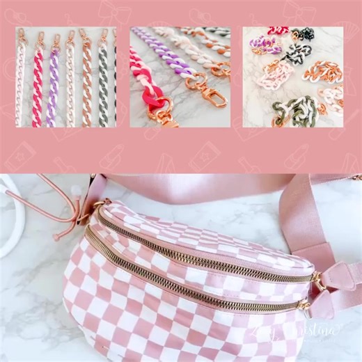 Bag Chain Accessories – 16.5” Acrylic Purse Chains with Gold Clips | Add-On Charm for Totes, Backpacks, Crossbody Bags, & MoreAdd a pop of personality to your bag with these trendy bag accessory chains! Each chain is approx. 16.5” long and clips easily onto any purse, backpack, or tote with rose gold hardware for a chic, elevated look.Available in 8 fun color combos, these lightweight acrylic chains are perfect for switching up your style or adding that extra flair to your everyday bag.💫 FEATUR