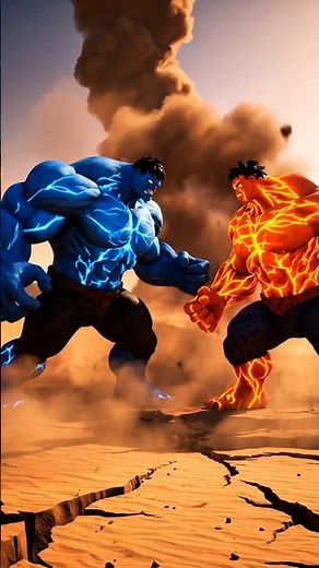 🔥 Hulk blue vs Hulk orange – The Power Clash! 💥 (3D Cartoon Battle Scene)