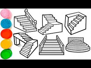 How to Draw a Staircase| How to Draw 3D Stairs | 3D Rainbow Stairs Drawing for kids