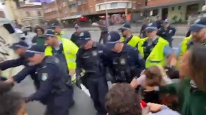 Police and protestors clash at climate rally