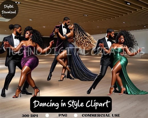 Dancing Couple Art Clipart Set | 3 Transparent PNG Files for Social Media, Invitations & More - Etsy