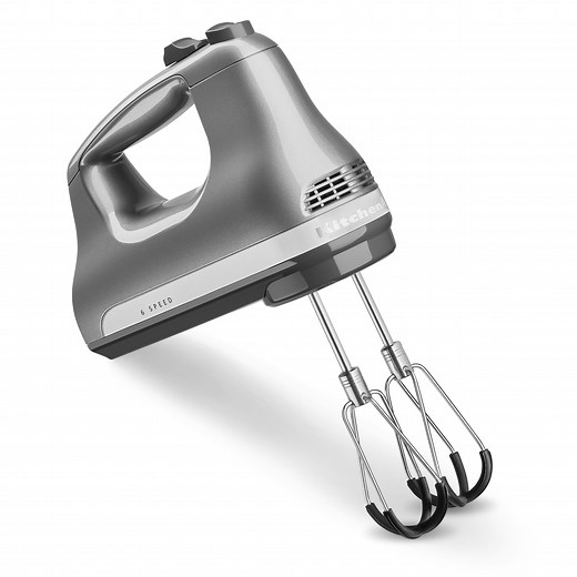 KitchenAid 6 Speed Hand Mixer with Flex Edge Beaters, Contour Silver, KHM6118 - Walmart.com