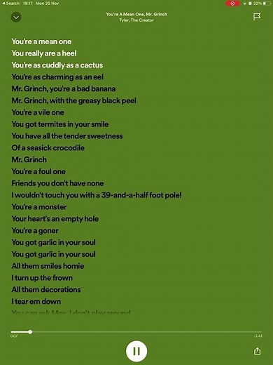 Your a mean one,Mr grinch (lyrics)