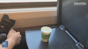 Watch how a cup of water stands on a bullet train running at 250 km/h, on the first high-speed railway in China's Inner Mongolia. #HighSpeedRail | China Xinhua News