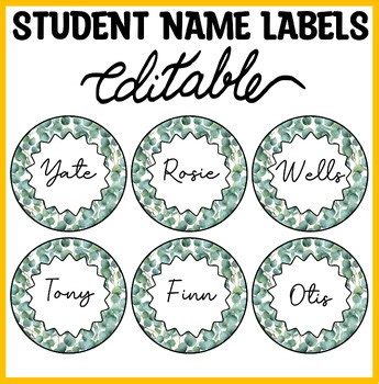 Editable Eucalyptus Name Labels, Spring Name Labels, Botanical Name Plates