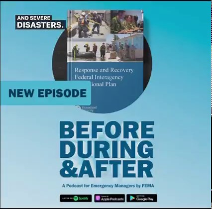 A new episode of "Before, During and After" is available for listening! We discuss federal government-wide disaster planning and how we unify response and recovery efforts with other agencies to support people in times of need. 🎧⤵️ Web: bit.ly/3wV5IJe Apple: apple.co/466w7ob Google Play: bit.ly/3OYBe3x Spotify: bit.ly/3NmmXws | FEMA Federal Emergency Management Agency