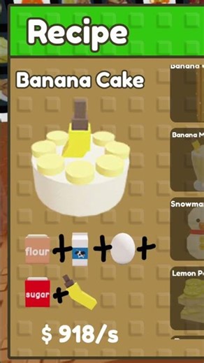 Banana Cream Cake Recipe for Roblox Craft Foods 🍌🧁| Roblox Food #foodie #robloxshorts
