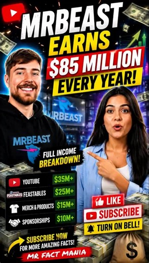 How much money does mrbeast make | MrBeast Income Revealed! 😱 #Shorts #trending