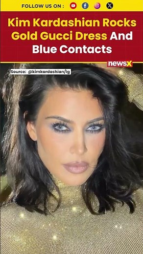Kim Kardashian Stuns In Gold Gucci Gown With Icy Blue Contacts At Oscars #oscar #kimkardashian