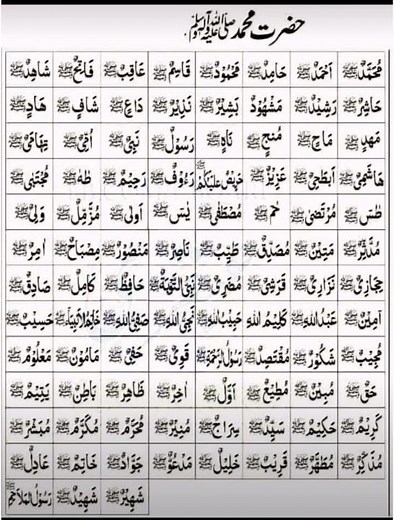 99 names of Prophet Muhammad PBUH 🙏❤️