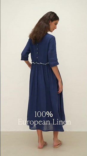 Linen Luxe: The Petal-Waist Drawstring Midi Dress