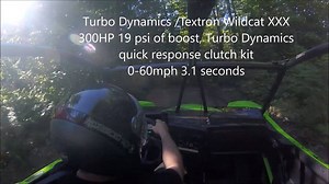 17K views · 202 reactions | Turbo Dynamics / Textron Wildcat XXX 300HP with new TD quick response clutch kit. Quicker response out of a corner and more power to the ground. Accelerates to 60mph in 3.1 seconds. Running 19.5 psi of boost on the sidewinder engine swap using the Turbo Dynamics tuning. | Turbo Dynamics Canada | Facebook