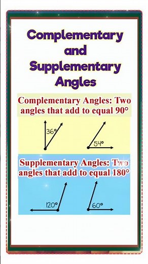 Complementary Angles & Supplementary Angles#complementary #supplementary#complementaryangles #shorts