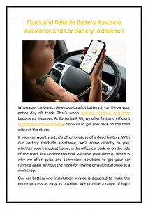 Quick and Reliable Battery Roadside Assistance and Car Battery Installation - SlideServe