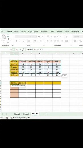 CARA COPY PASTE DATA DARI VERTIKAL KE HORIZONTAL OTOMATIS DI MICROSOFT EXCEL! #belajarexcel