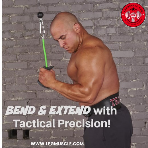 TACTI - TRICEPS 'Single' Tactical Tricep Cable Workouts Grip. Bend and extend every reps on target! Patented Tricep Cable Workouts Grip delivers sniper like Triceps Targeting. Via a 1000# load rated Super Flexible Cable. That directs force directly into the opposition. For Full Stack attacks! The best tricep workout? The TACTI-TRICEPS Push Down & Dumbbell Extension one Order here: https://lpgmuscle.com/products/tacti-triceps-the-best-tricep-single-cable-machine-rope-tricep-cable-attachment | LPG