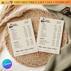 Cafe Menu Board Template | Coffee Shop Price List (canva Editable, Icon Pack) - Etsy