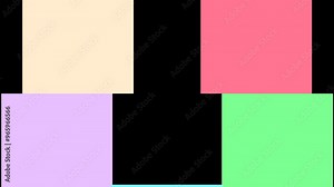 Transition animation of square and rectangular shapes with cute pastel color combinations. Alpha channel only on 4K