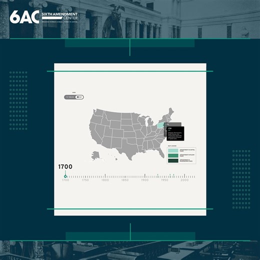 The right to counsel takes shape throughout U.S. history on our interactive map timeline, showing how it was recognized and developed across the states over time. Explore key moments that shaped the modern right to counsel and see history unfold visually: https://6ac.org/history-of-the-sixth/?view=map #SixthAmendment #RightToCounsel #LegalHistory | Sixth Amendment Center