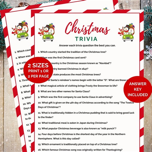 Christmas Trivia, Family Game, Printable Christmas Game, Christmas Party Game, Xmas Trivia Game, Holiday Trivia, Christmas Games, Xmas Games - Etsy