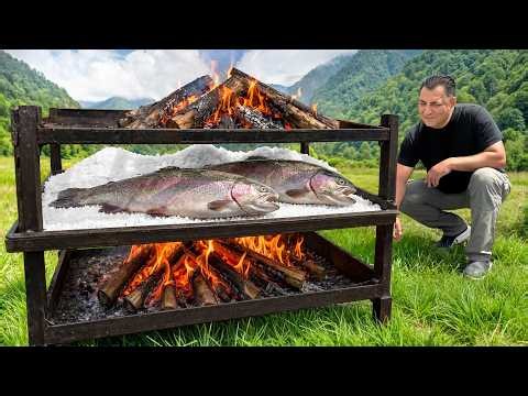 River Trout Baked In Salt Between Two Wild Fires!