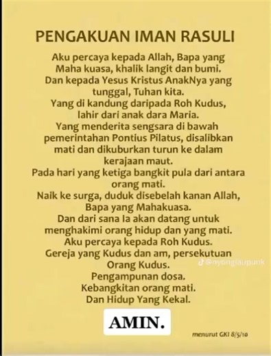 Pentingnya Menghafal Pengakuan Iman Rasuli