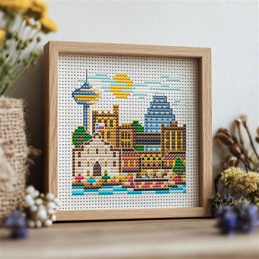 San Antonio Skyline Cross Stitch Pattern PDF - DIY Embroidery for Home Decor, Modern Cityscape - Etsy Australia
