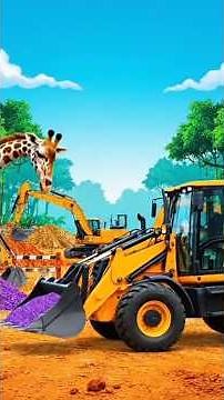 🦒 JCB & Giraffe Dancing! | Fun Cartoon Song for Kids #Shorts