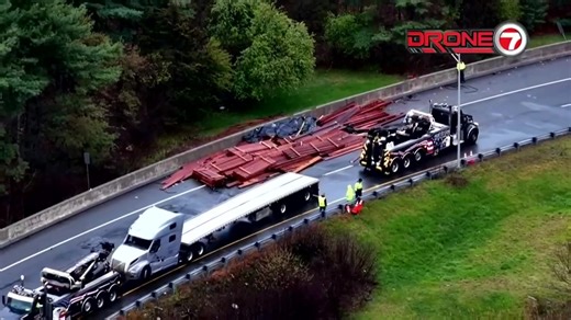 Tractor trailer crash in Weston snarls morning commute on Pike