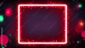 Vibrant Neon Frame Animation, Colorful neon frame animation with dynamic sparkles, perfect for adding a vibrant touch to videos and digital projects. Stock Video