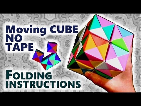 Origami cube that can move, how to make without adhesive - folding instruction - JAPANIA