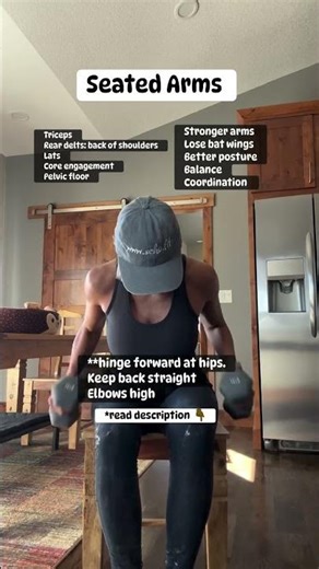 Seated Tricep Kickbacks Arm Core Workout #womenover40 #agewell