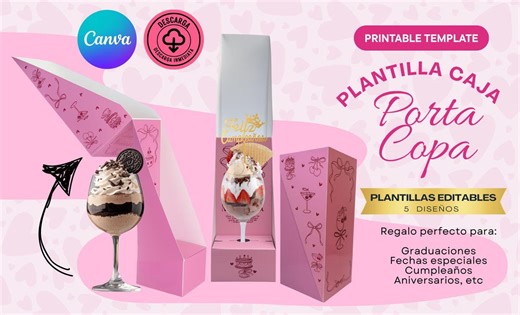 Cup Box, Editable Template, Cup Holder Box, Blank Cup Holder Box Template, Canva - Etsy