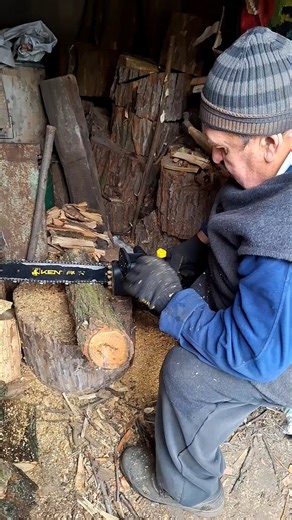 Electric Saw Cutting Through Dry Wood | Satisfying Firewood Sounds #woodcutting #woodworking #wood