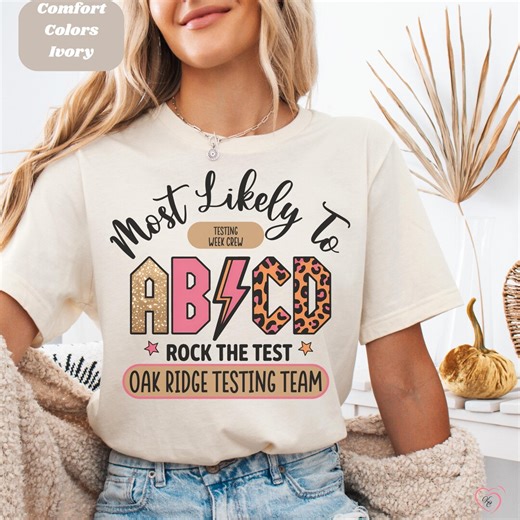 Retro Most Likely to Rock the Test ABCD Custom Comfort Colors Tshirt, Trendy Teacher Name Exam Shirt, Lightening Bolt Grade, School Spirit - Etsy