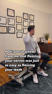Don’t forget to floss and follow 👌🏼 ✅ Nerve flossing is a simple technique to try and relieve pain and other symptoms caused by an entrapped nerve. This is a basic cervical spine nerve floss. There are many more versions and specific techniques. ✅ I usually start my patients with chiropractic adjustments and McKenzie method techniques. But if there is no progression, I will move to these types of exercises, specific to the patient. ❗️Disclaimer: This video is made for educational purposes only