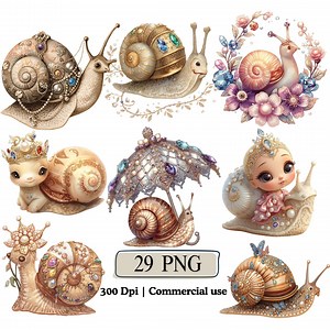 Whimsical Snail PNG Little Shell Kawaii Animal Clipart Cartoon Snail Baby Shower Illustration Nursery Wall Decor Floral Baby Snail Bundle - Etsy