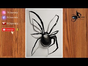 3d spider drawing tutorial // how to draw 3d drawings on paper step by step easy for beginners-