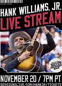 Watch Hank Jr LIVE from the comfort of home! Bocephus is playing an intimate, once in a lifetime unplugged show next Friday, Nov 20th and YOU can watch it live from your computer, phone or other connected device. You only need one ticket for the whole household! Get your tickets now at https://smarturl.it/HankJrLiveStream | Hank Williams Jr.