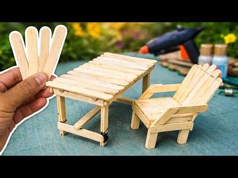 DIY Mini Furniture Using Ice Cream Sticks | Chair & Table Tutorial